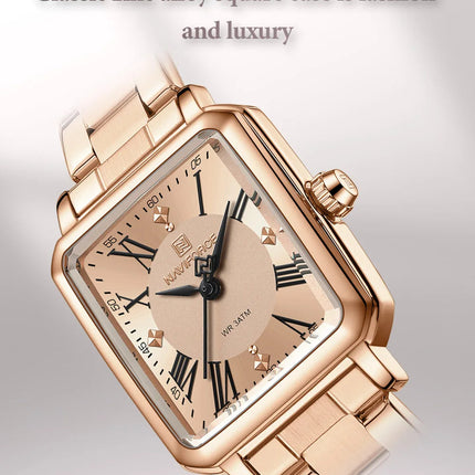 NAVIFORCE Orologio da donna alla moda per donna Orologio da polso da donna casual impermeabile al quarzo in acciaio inossidabile da regalare alla fidanzata 2025 platinumshop