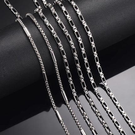 New 1 piece Stainless Steel Square Pearl Chain Necklace 3:1 Handmade Box Chain DIY Jewelry Making Bracelet Anklet Necklace PlatiNum