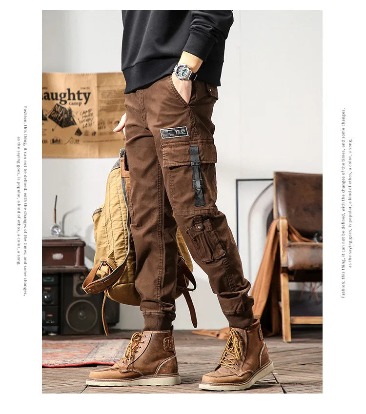 6 Pockets Joggers Cargo Pants Men Black Khaki Pants Men Slim Military Tactical Brown Work Trousers For Men Safari streetwear