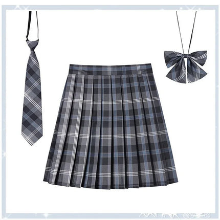 Damen Plissierter Schottenrock mit Fliege XS-5XL Harajuku Preppy Japanische Schuluniformen Mini Rock Sommer Jupe Kawaii für Mädchen
