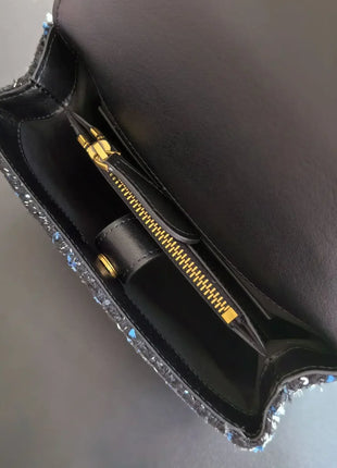 Nuova Borsa a Tracolla/Crossbody da Donna 2026 Ispirata a Pinko in Tweed con Cigno, in Vera Pelle