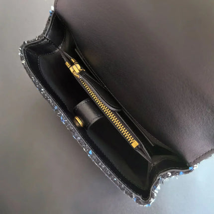 Nuova Borsa a Tracolla/Crossbody da Donna 2026 Ispirata a Pinko in Tweed con Cigno, in Vera Pelle