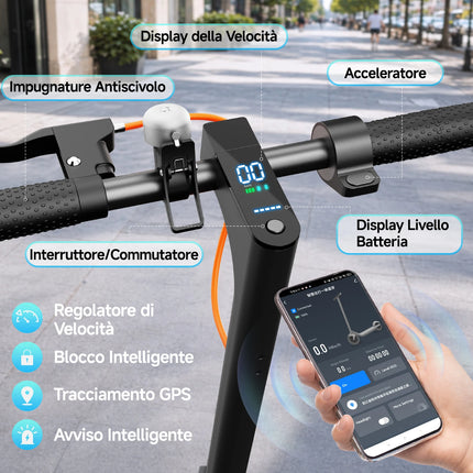 TODIMART N3 Monopattino Elettrico Pieghevole Motore Senza Spazzole 350W Batteria 36V7,8Ah Pneumatico Nido d'Ape Velocità 25km/h Carico Massimo 120kg Adulti