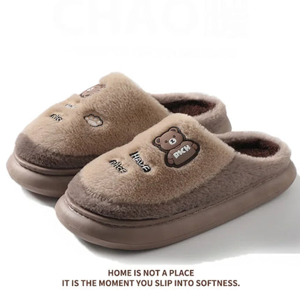 Thicken Warm Long Plush Slippers for Women Winter 2026 Chunky Platform Fluffy Furry Fur Slippers Couple Plus Size Indoor Shoes