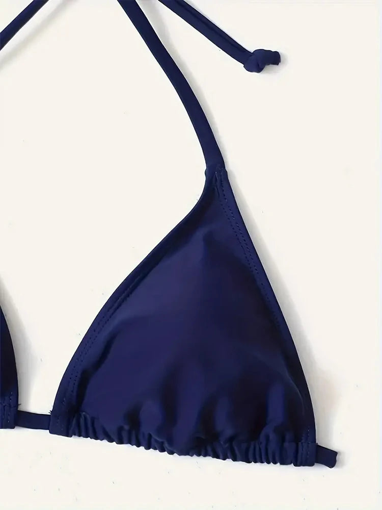 Costumi da bagno Perizoma Bikini Set Sexy Nuovi costumi da bagno blu navy Donna Costumi da bagno sexy Bikini Triangolo Fasciatura Costumi da bagno femminili platinumshop
