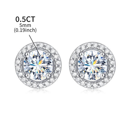 DW Certified Moissanite Diamond Stud Earrings for Women 925 Sterling Silver Round Halo Earrings Luxury Wedding Fine Jewelry PlatiNum