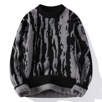 Harajuku Sweater Men's Y2K Knitted Printing Sweater Men's Wool Pullover Men's Retro Knitted Color Block Tops