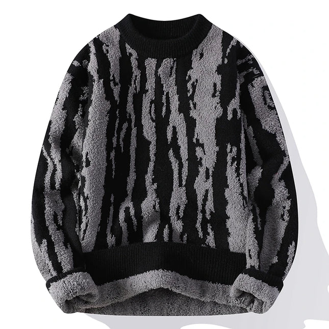 Harajuku Sweater Men's Y2K Knitted Printing Sweater Men's Wool Pullover Men's Retro Knitted Color Block Tops
