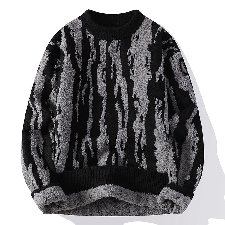 Harajuku Sweater Men's Y2K Knitted Printing Sweater Men's Wool Pullover Men's Retro Knitted Color Block Tops