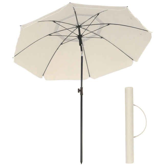 SONGMICS 2m Parasol, Beach Umbrella, UPF 50+, Sun Protection, Portable Octagonal Polyester Canopy, Fiberglass Ribs, Tilt Mechanism, Carry Bag, for Beach Garden