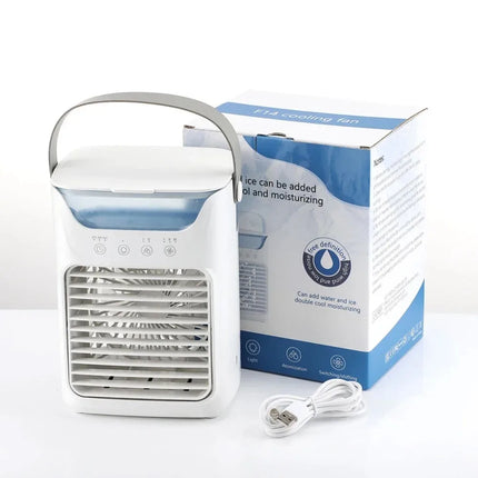 Condizionatore d'aria portatile USB, mini ventilatore rinfrescante, 3 velocità, serbatoio acqua da 650 ml, umidificatore spray, raffrescatore evaporativo silenzioso da tavolo, ventilatore portatile personale, ricaricabile, p
