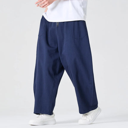 Pantaloni a Gamba Larga da Uomo, Stile Casual Harajuku, Comodi Joggers in Cotone, Pantaloni Cargo Tinta Unita, Abbigliamento Streetwear