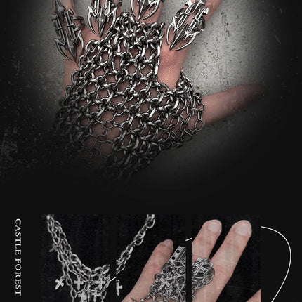 Set di Gioielli Punk Rock per Donne e Uomini, Collane e Anelli con Ciondolo a Croce Gotica, Collezione di Accessori Gioiello Audaci platinumshop