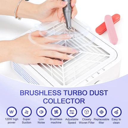 Powerful 130W Nail Dust Extractor Vacuum Cleaner 6 Gear Adjustable Suction with 360° Flexible Tube Manicure Dust Collector for Nail Stylist Salon & Home Nail Art