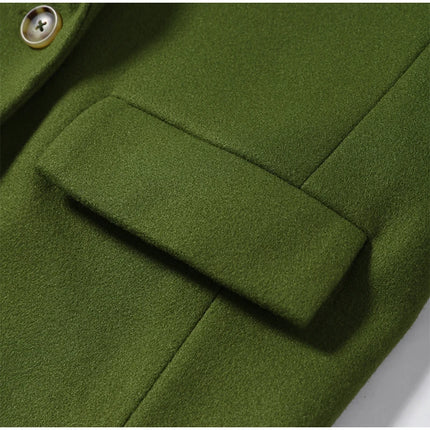 Elegant Women's Woolen Overcoat Solid Lapel Double Breasted Full Sleeve Long Coat 2026 Autumn Winter Fashion Lady Outwear