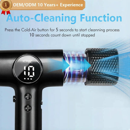 5 In 1 Fast Drying 1800W Low Noise Negative Ionic High-Speed 110000RPM Brushless Motor HairDryer Set with Magnetic Nozzle