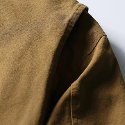 AMEKAJI Retro Japanese Men's Cotton Jaet Thiened Warm Casual Loose Collar Workwear Outerwear Trendy Winter Coat