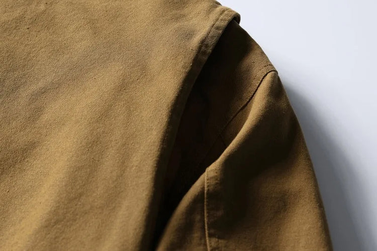 AMEKAJI Retro Japanese Men's Cotton Jaet Thiened Warm Casual Loose Collar Workwear Outerwear Trendy Winter Coat