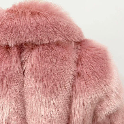 ZADORIN Luxury Winter Coat WomanTrendy Turn Down Collar Striped Thick Warm Faux Fur Coat Woman Fluffy Faux Fox Fur Jacket Coats