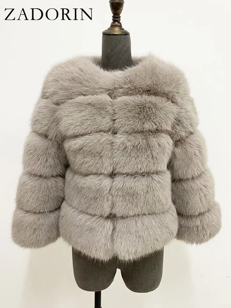 ZADORIN Children Faux Fox Fur Coat Winter Fashion Long Sleeve Warm Kids Fur Coats Outerwears Fake Fur Jacket Children Clothes