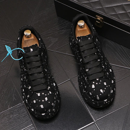New Fashion Men Embroidery Canvas glitter Loafers Mens Casual Oxford Shoes Wedding Groom Driving Homecoming Business Footwear