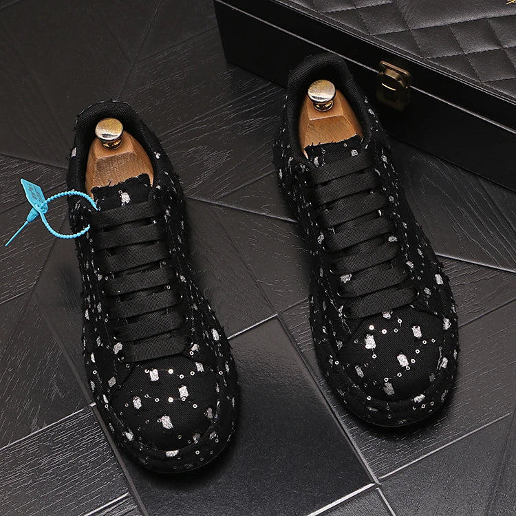New Fashion Men Embroidery Canvas glitter Loafers Mens Casual Oxford Shoes Wedding Groom Driving Homecoming Business Footwear