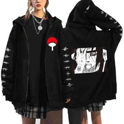 Naruto Anime Zip Up Hoodie Cartoon High School Hooded Men Women Sweatshirts Harajuku Autumn Winter Zipper Pullover Fans Gift Toy