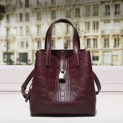 CH Large Capacity Handbag Luxury Brand Temperament Letter Print with Lock Design 2025 Trendy Women's Crossbody Bag PlatiNum