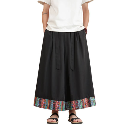 Pantaloni a gamba larga Samurai giapponese Pantaloncini estivi leggeri Patchwork Pantaloni larghi casual Pantaloni traspiranti alla moda alla moda da uomo