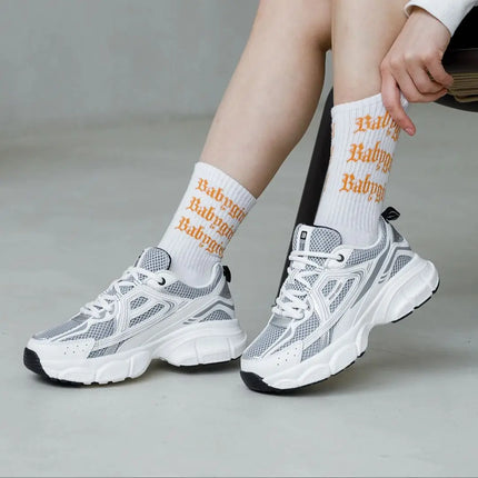 Baasploa Scarpe da corsa retrò da donna Scarpe da jogging sportive con lacci in rete da esterno Scarpe casual leggere e traspiranti antiscivolo da donna