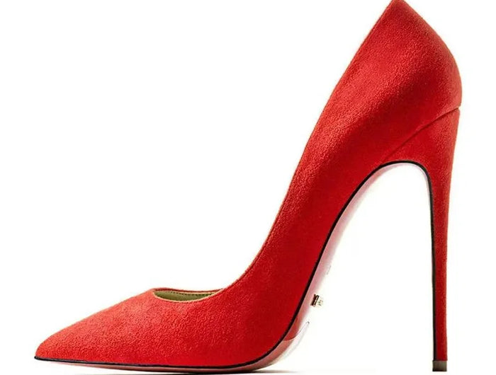 Scarpe Rosse Sexy Taglia Grande 34-44, Tacchi Alti per Feste e Matrimoni, Suola in Gomma, Punta a Spillo, Décolleté Primaverili da Donna