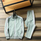 European and American new leisure sports suit men and women high-end fashion space cotton cardigan fashion two-piece large size PlatiNum