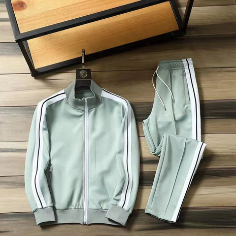 European and American new leisure sports suit men and women high-end fashion space cotton cardigan fashion two-piece large size PlatiNum