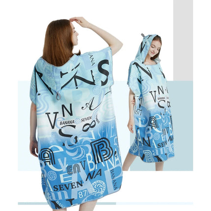 Surf Poncho Towel Quick Dry Microfiber Hooded Beach Robe Changing Poncho Bath Towel Beach Poncho for Adults (A12)