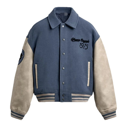 Men's Pilot Jacket Outerwear Collar Patchwork Cotton Blend Warmth Flap Closure Loose Fit Long Sleeve Winter Youth Fashion