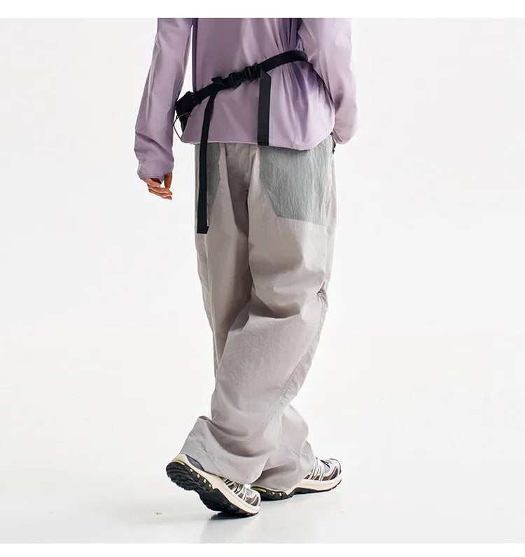 Men Women Splice Fashion Outdoor Loose Casual Lightweight Quick Dry Sports Cargo Baggy Pants Track Trouser Jogger Sweatpants