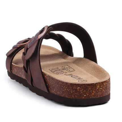 Crestar Sandali con pedana in sughero da donna Sandali scorrevoli slip-on con fibbia alla moda da donna Nuove pantofole comode estive con supporto per l'arco plantare
