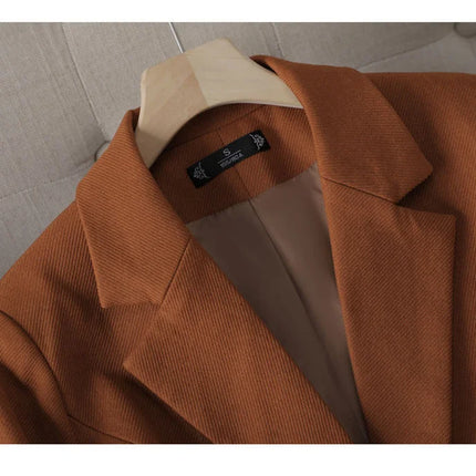 Autumn Winter Jacket Women Long Blazer Khaki Coffee Black Office Ladies Formal Jacket Business Work Wear Coat Female Outerwear
