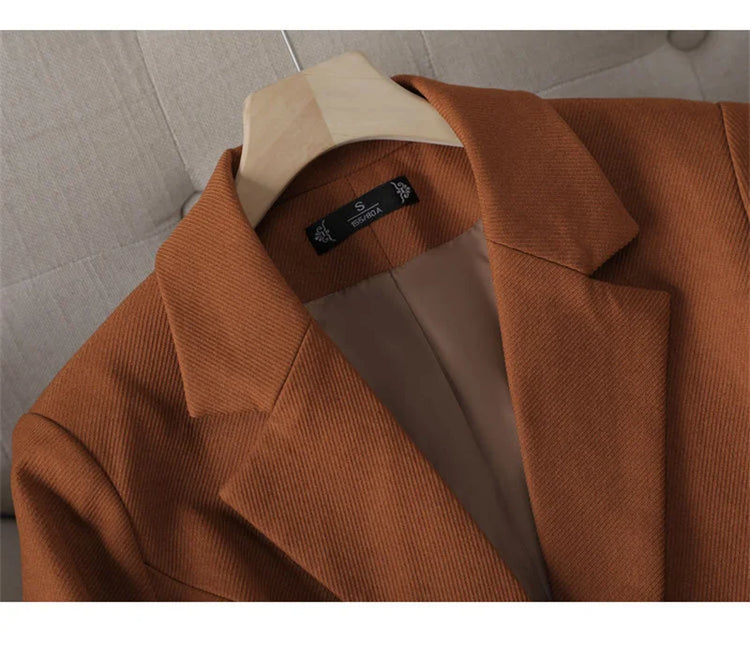 Autumn Winter Jacket Women Long Blazer Khaki Coffee Black Office Ladies Formal Jacket Business Work Wear Coat Female Outerwear