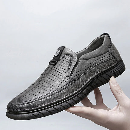 Scarpe estive in pelle traforata bianca scarpe Slip on da uomo in vera pelle scarpe Casual comode da uomo mocassini comodi da uomo