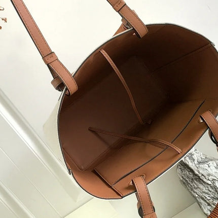 Borsa tote verticale in tela bianco sporco, borsa a tracolla multiuso con finiture in pelle di lusso