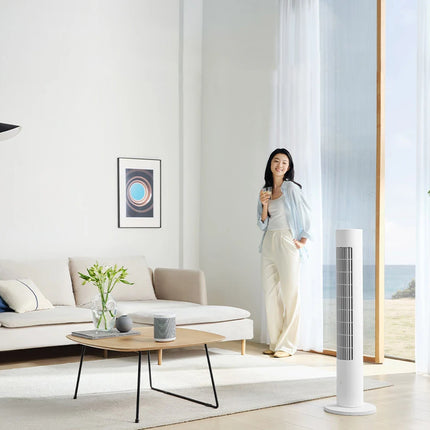 Ventilatore a Torre MIJIA Smart DC a Frequenza Variabile 2a Generazione, 150 °   Ventilatori oscillanti da terra per ambienti, 4 velocità, 3 modalità, versione CN con adattatore