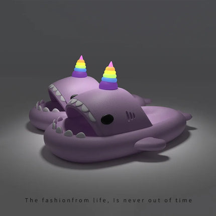 Cute Shark Slippers for Women & Men Summer Platform Night Glow-in-the-Dark Indoor Beach Slides Home Street Wear DIY Accessory