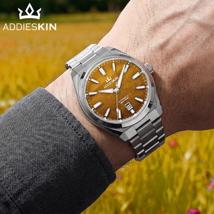 AddiesKin K010 Automatic Watch for Men Natural Tiger Eye Dial Miyota 9015 Movement Sapphire Crystal 200 Waterproof Luminous Gift