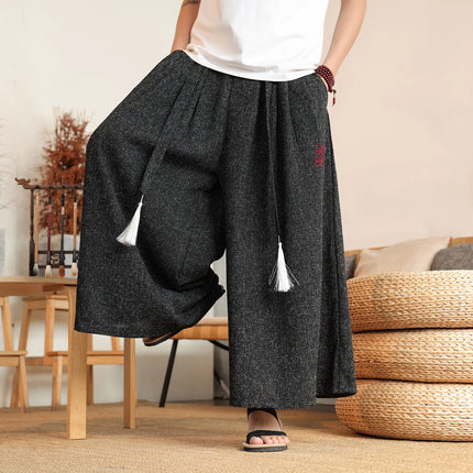 Pantaloni Kimono da Uomo Stile Giapponese Oversize Comodi Pantaloni da Bagno Uomo Samurai Giapponese Harajuku Casual Larghi Yukata Pantaloni a Gamba Larga