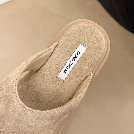 Pantofole da esterno con zeppa Infradito estive da donna con fondo spesso Infradito da spiaggia per il tempo libero a vita alta da esterno in pelle scamosciata