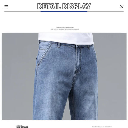 Nuovi Pantaloncini in Denim Sottili da Uomo Estate 2026, Morbidi e Confortevoli, Effetto Seta Ghiaccio, Vestibilità Ampia, Blu Chiaro e Blu Scuro, Taglie Grandi