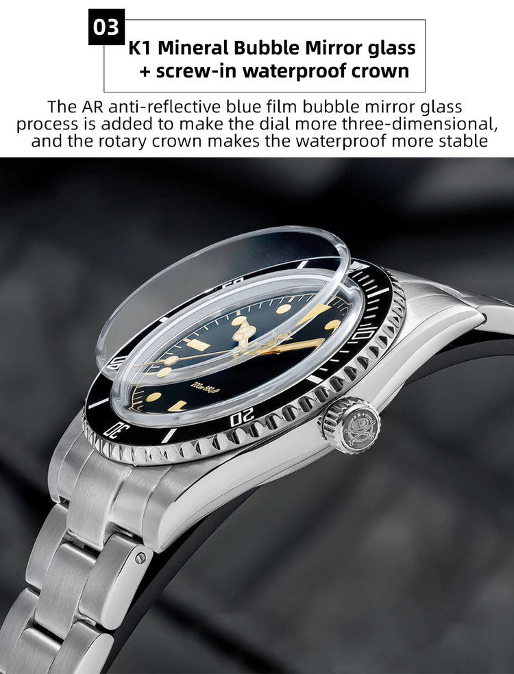 ADDIESDIVE 39mm Men's Analog Quartz Watch Ceramic Bezel K1 Domed Glass 200m Water Resistance C3 Super Luminous  Men's Dive Watch