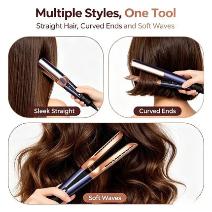Hair Straightener Hot Air Flat Iron 2 In 1 Styling Tool Negative Ion Hair Curler Adjustable Temperature For Salon Home Hair Styling Gift For Women