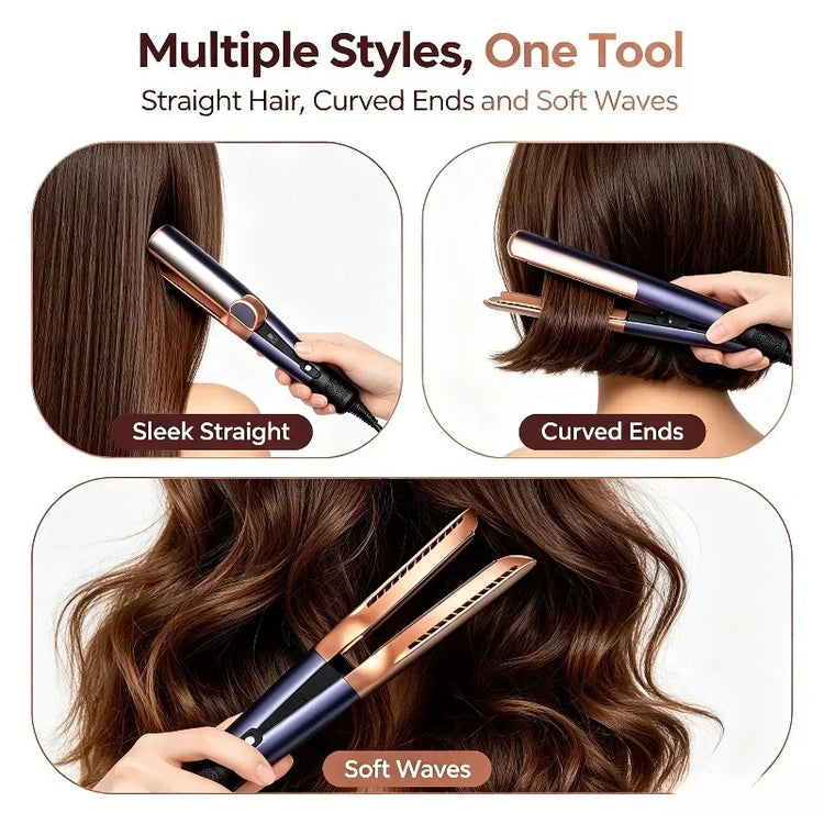 Hair Straightener Hot Air Flat Iron 2 In 1 Styling Tool Negative Ion Hair Curler Adjustable Temperature For Salon Home Hair Styling Gift For Women